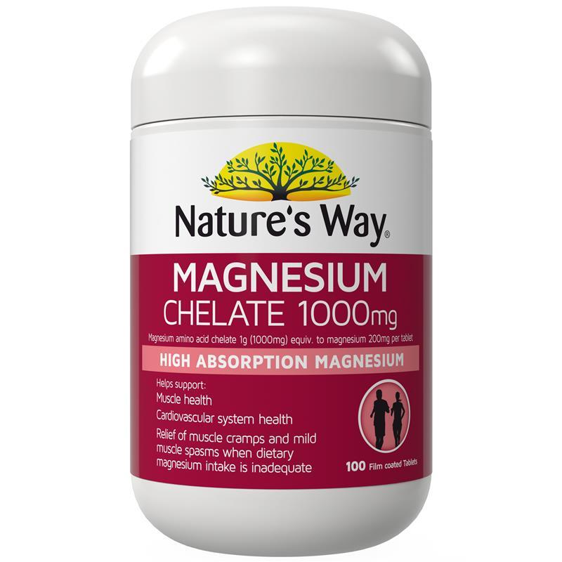 Nature's Way Magnesium Chelate 1000mg 100 Tablets