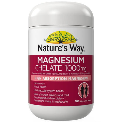 Nature's Way Magnesium Chelate 1000mg 100 Tablets