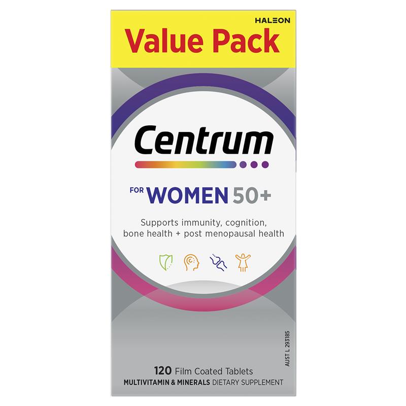 Centrum Multivitamin For Women 50+ 120 Tablets Exclusive Size