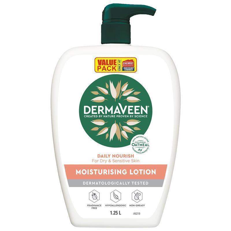 DermaVeen Daily Nourish Moisturising Lotion 1.25L Exclusive Size