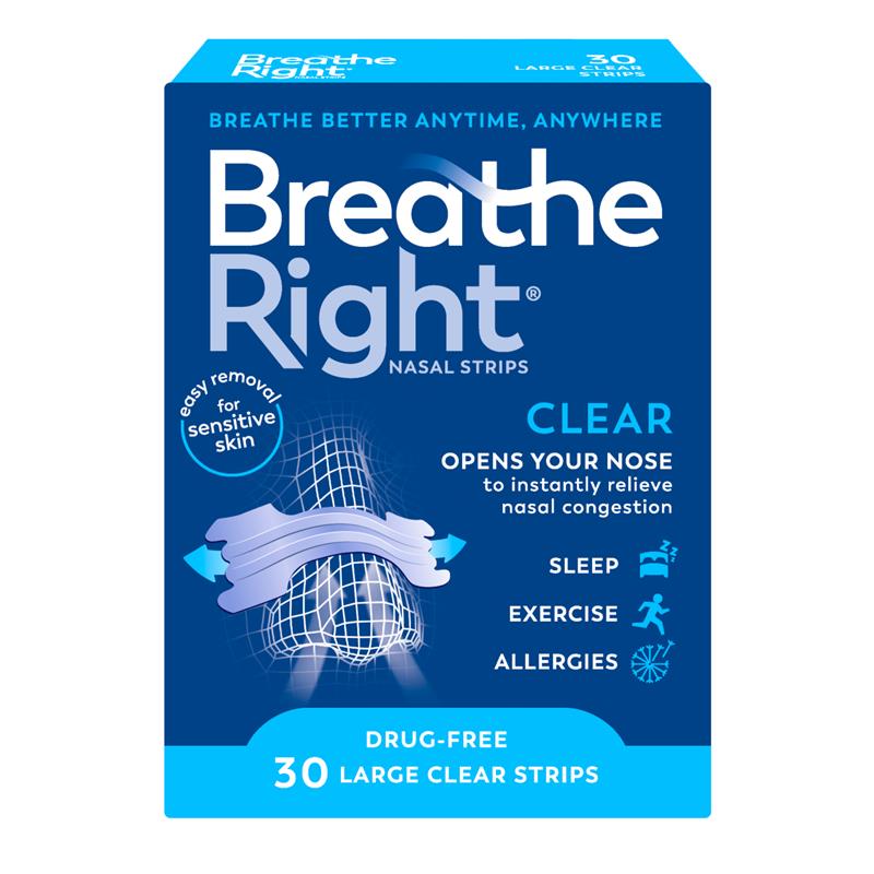 Breathe Right Clear Large Nasal Congestion Strips 30