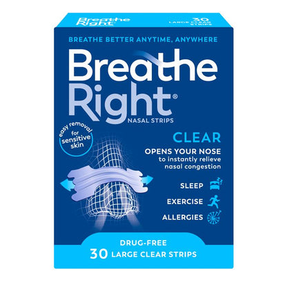 Breathe Right Clear Large Nasal Congestion Strips 30