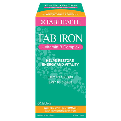 Fab Iron + Vitamin B Complex 60 Tablets