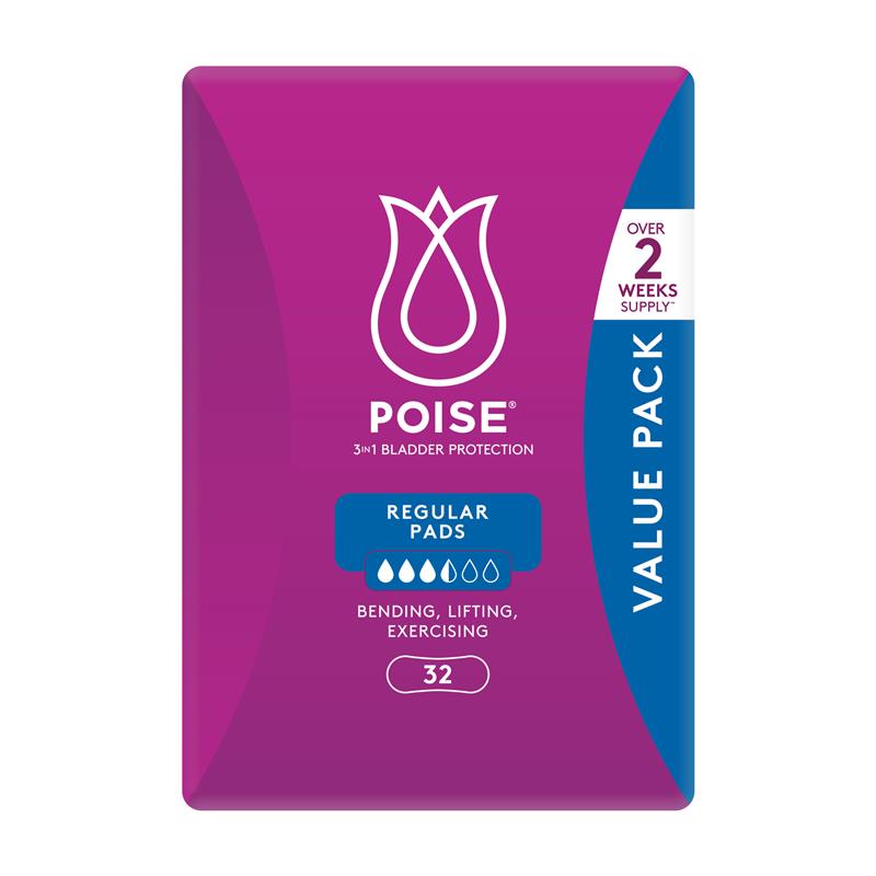 Poise Incontinence Pads Regular 32 Pack