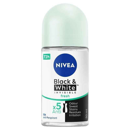 NIVEA Black & White Fresh Roll On Deodorant 72H Protection 50ml