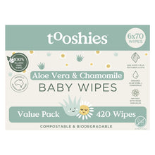 Tooshies Baby Wipes Aloe Vera and Chamomile 6 x 70 Pack