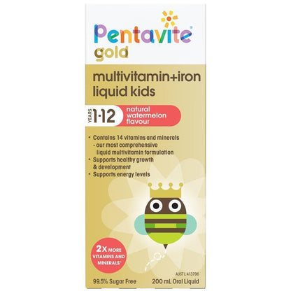 Pentavite Gold Multivitamin + Iron Liquid For Kids 200ml