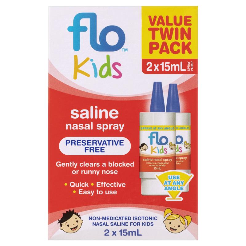 Flo Kids Saline Spray Twin Pack 2 x 15ml Exclusive Size