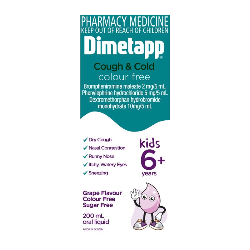 Dimetapp Cough and Cold Colour Free 200mL