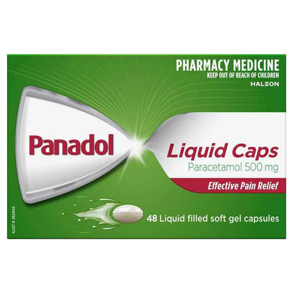 Panadol Liquid Capsules Paracetamol Pain Relief 48 Capsules