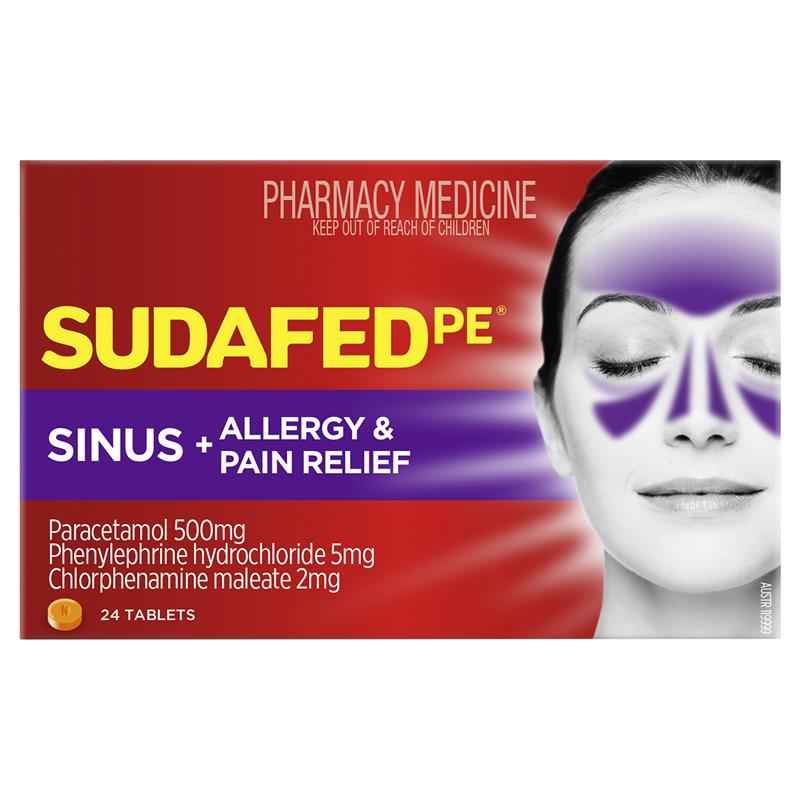 Sudafed PE Sinus + Allergy & Pain Relief Tablets 24 Pack