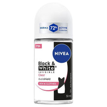 NIVEA Black & White Invisible Clear Roll On Deodorant 72H Protection 50ml