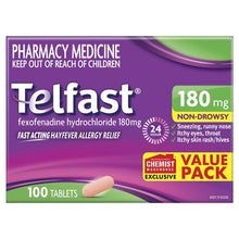 Telfast Hayfever Allergy Tablets 180mg 100 Pack Exclusive Size