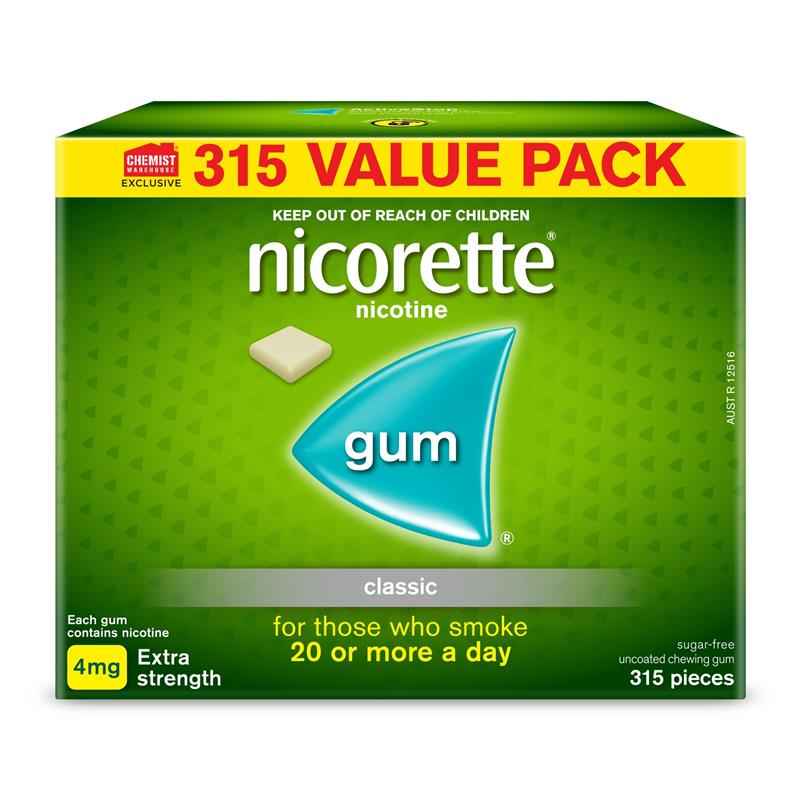 Nicorette Quit Smoking Extra Strength Nicotine Gum Classic Exclusive Size 315 Pack