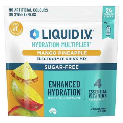 Liquid IV Hydration Sugar Free Mango Pineapple 24 Sachets