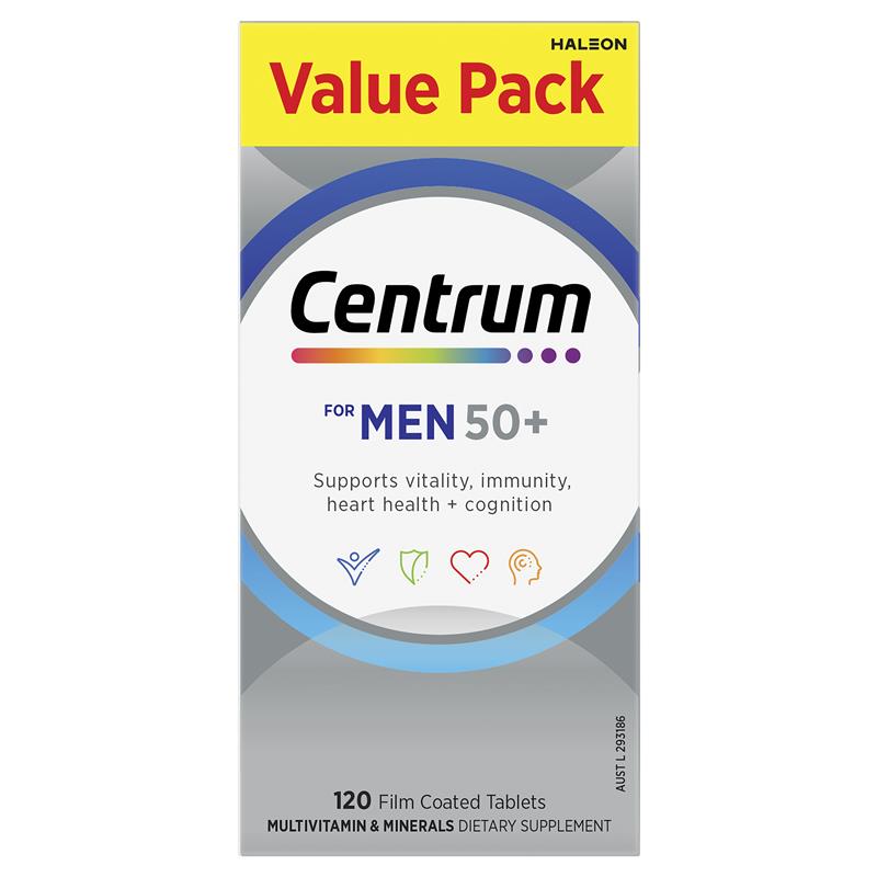 Centrum Multivitamin For Men 50+ 120 Tablets Exclusive Size