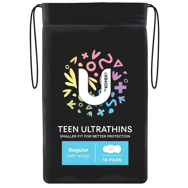 U by Kotex Ultra Thin Teen Regular Wing Pad 14 Pack
