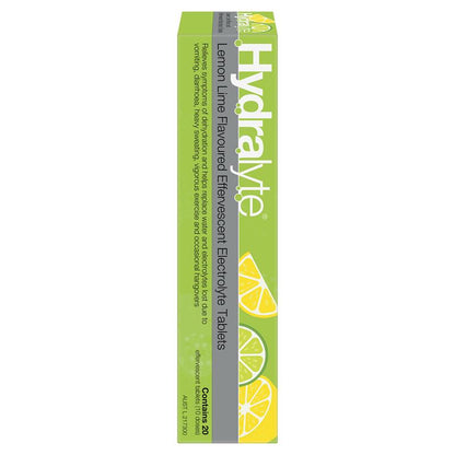 Hydralyte Effervescent Lemon Lime Electolyte Tablets 20 Pack