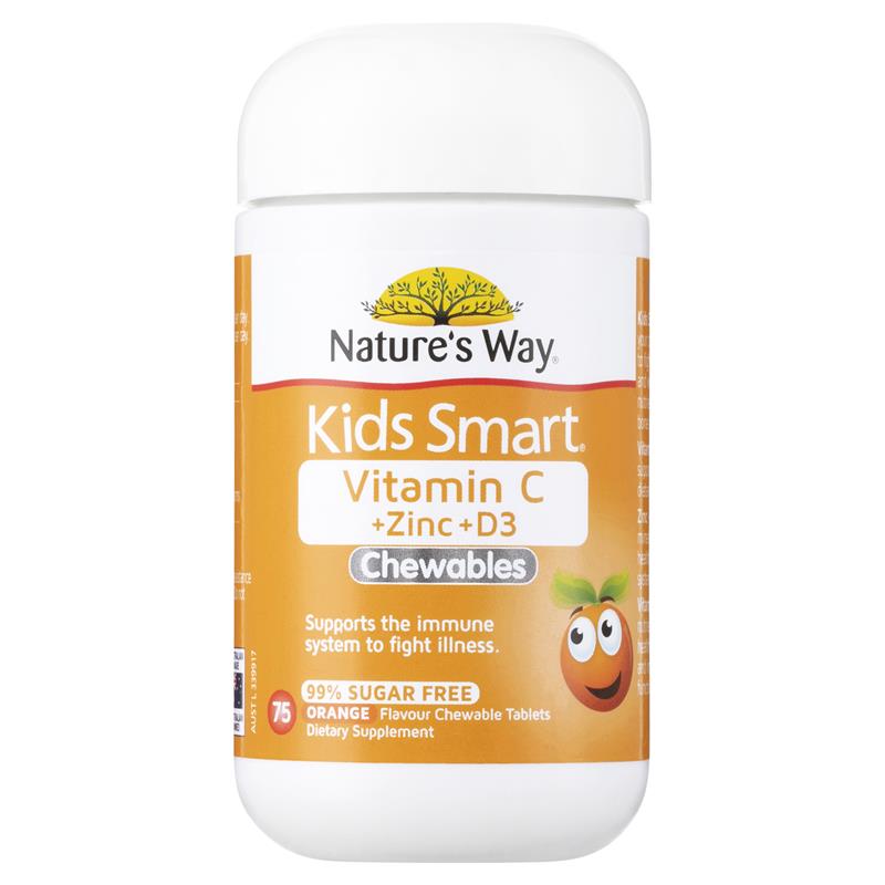Nature's Way Kids Smart Vitamin C + Zinc + D 75 Chewable Tablets
