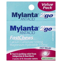 Mylanta 2Go Antacid FastChews Tablets Mint 3 x 8 Pack