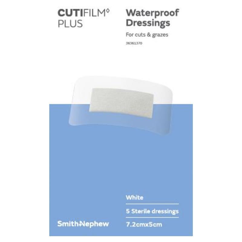 Cutifilm Plus Waterproof Dressings Hypo 7.2x5cm 5 Pack