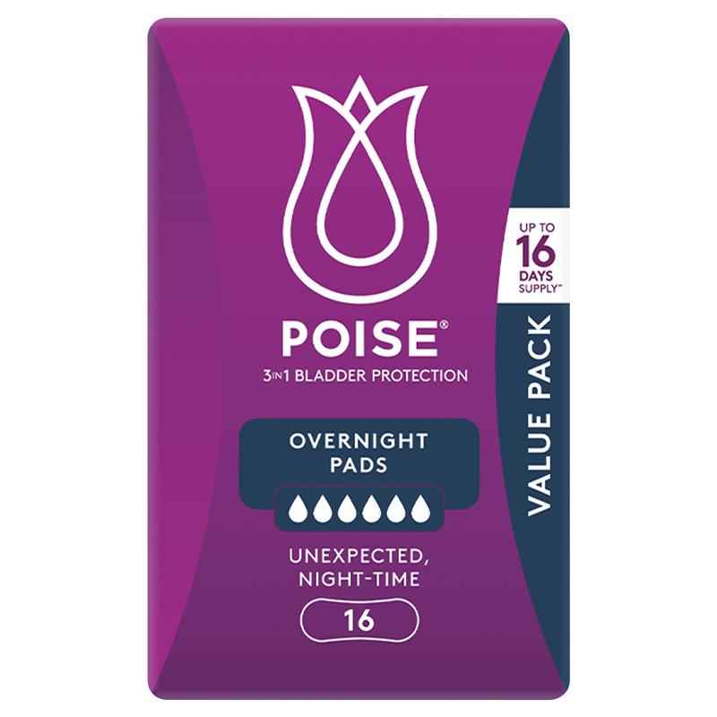Poise Pads Overnight 16 Bulk Pack