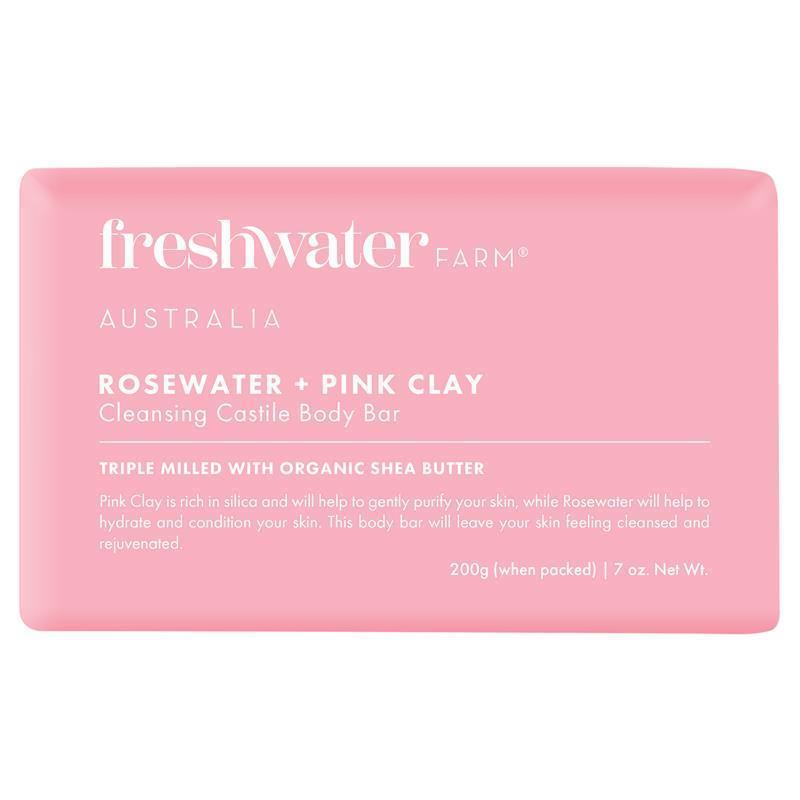 Freshwater Farm Australia Rosewater + Pink Clay Cleansing Bar 200g