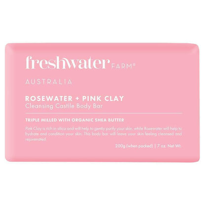 Freshwater Farm Australia Rosewater + Pink Clay Cleansing Bar 200g