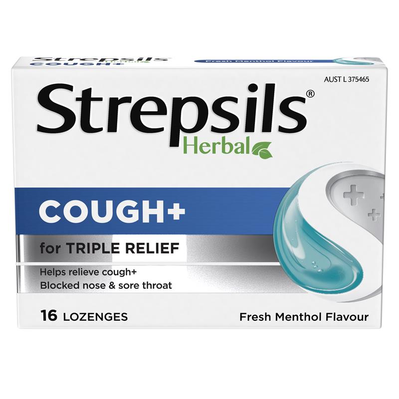 Strepsils Herbal Cough Lozenges Fresh Menthol 16 Pack
