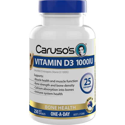 Carusos Vitamin D3 1000IU 250 Capsules
