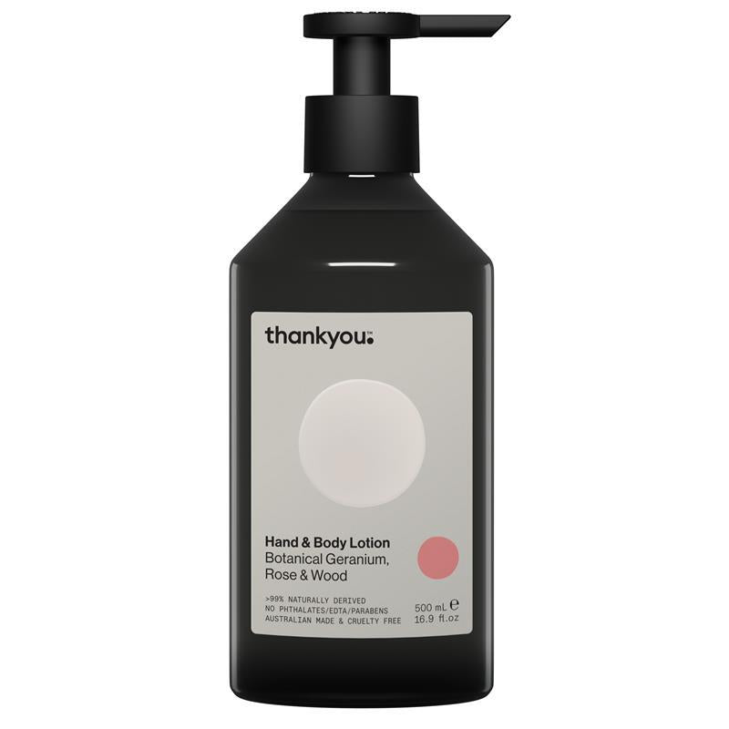 Thankyou Hand & Body Lotion Botanical Geranium Rose & Wood 500ml