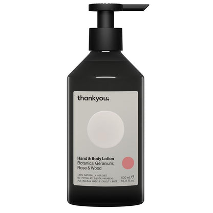 Thankyou Hand & Body Lotion Botanical Geranium Rose & Wood 500ml