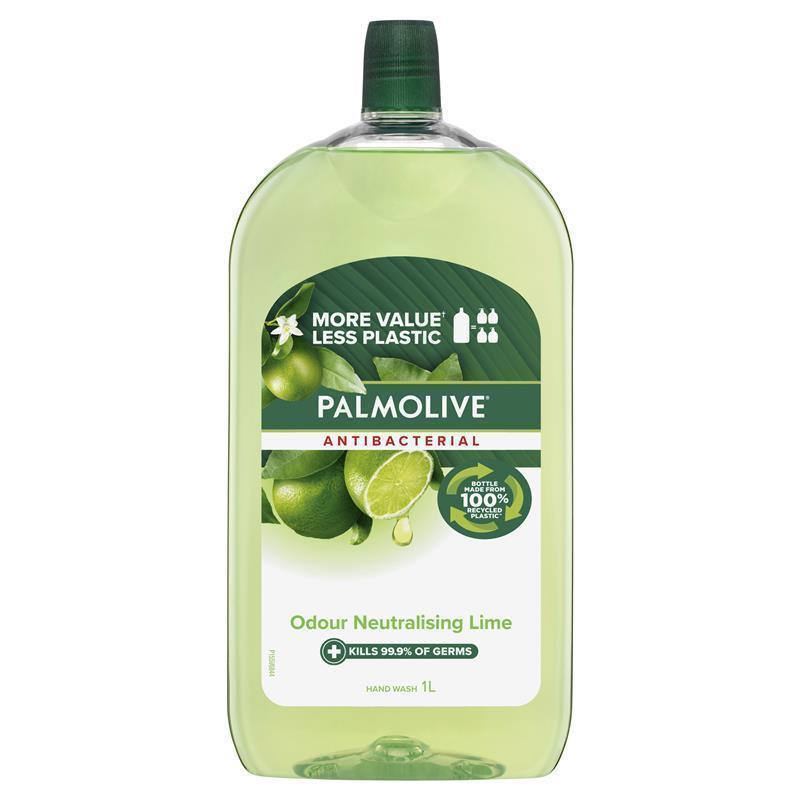 Palmolive Antibacterial Liquid Hand Wash Soap Lime Odour Neutralising Refill & Save 1 Litre
