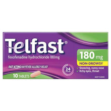 Telfast Hayfever Allergy Relief 180mg Antihistamine Tablets Non-Drowsy - 10 Pack
