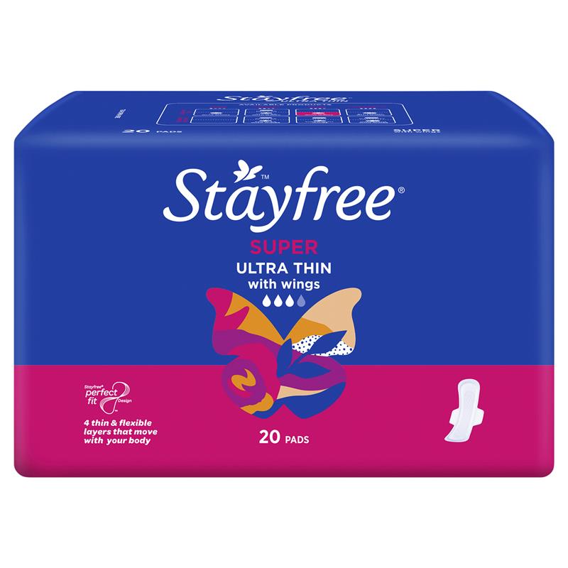 Stayfree Ultra Thin Super Sanitary Pads With Wings 20 Pack