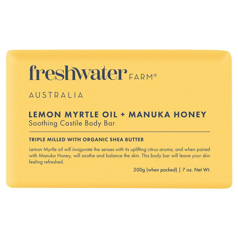 Freshwater Farm Lemon Myrtle Oil + Manuka Honey Body Bar 200g - GimmeNow