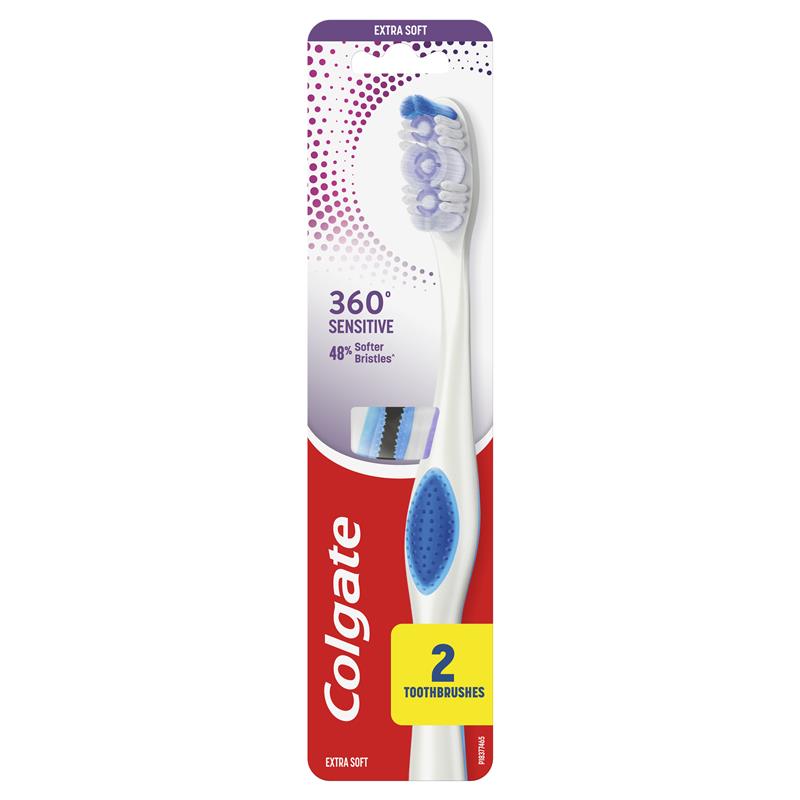 Colgate 360 Sensitive Pro-Relief Sensitive Teeth Pain Toothbrush Extra Soft 2 Pack