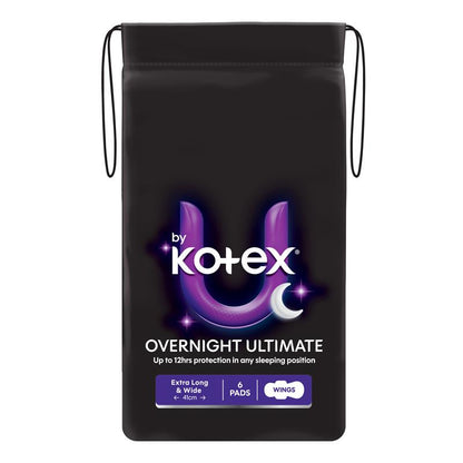U By Kotex Maxi Ultimate Overnight Wing Pads 6 Pack