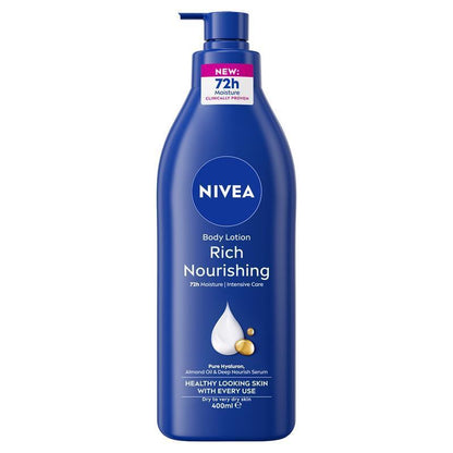 NIVEA Rich Nourishing Body Lotion Moisturiser 72H Hydration 400ml - GimmeNow