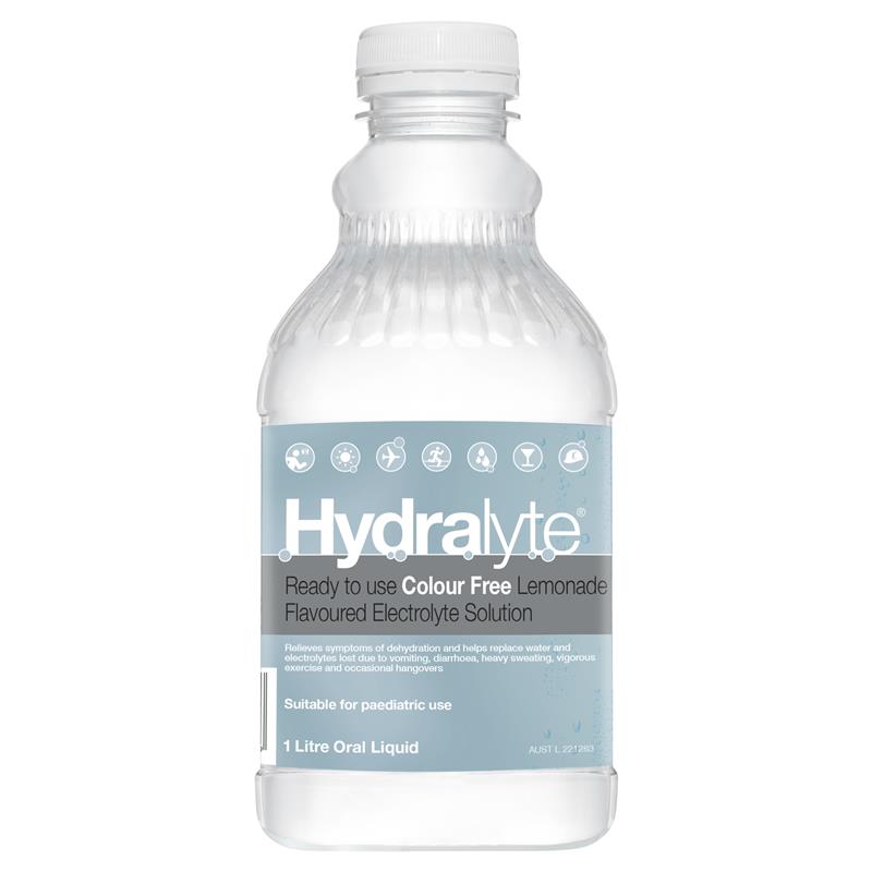 Hydralyte Liquid Colour Free Lemonade Flavoured 1 Litre