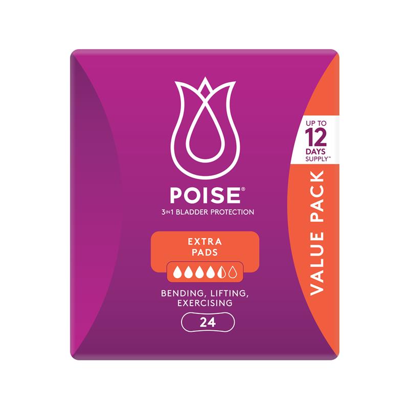 Poise Pads Extra 24 Bulk Pack