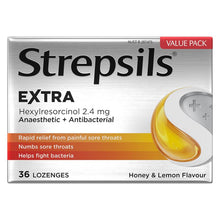 Strepsils Extra Sore Throat Lozenges Anaesthetic Honey & Lemon 36 Pack - GimmeNow