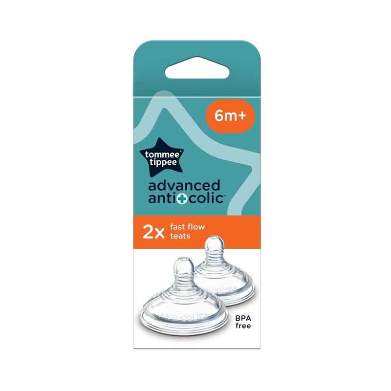 Baby Bottle Teats, Fast Flow, Silicone, 2 Pack