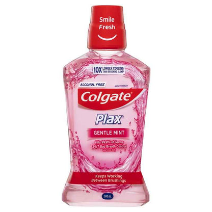 Colgate Plax Alcohol Free Antibacterial Mouthwash Gentle Mint 500mL