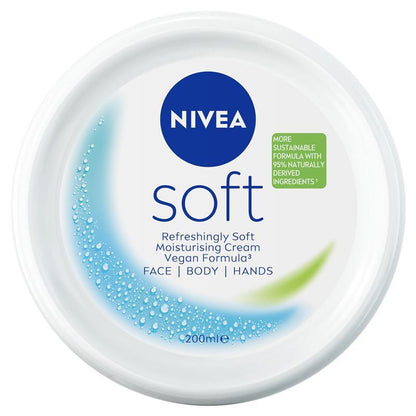 NIVEA Soft Moisturiser Cream Face Body Hands 200ml - GimmeNow