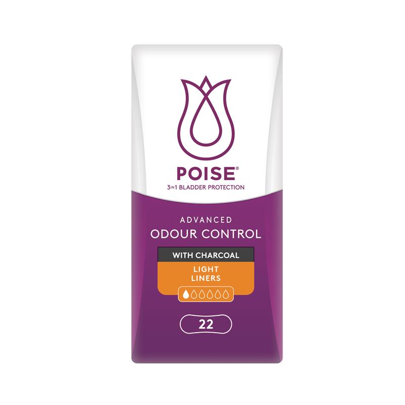 Poise Incontinence Liners Light with Charcoal 22 Pack