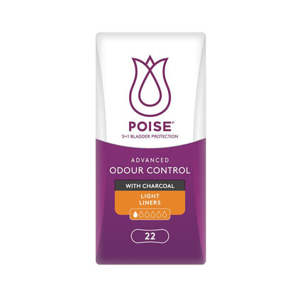 Poise Incontinence Liners Light with Charcoal 22 Pack