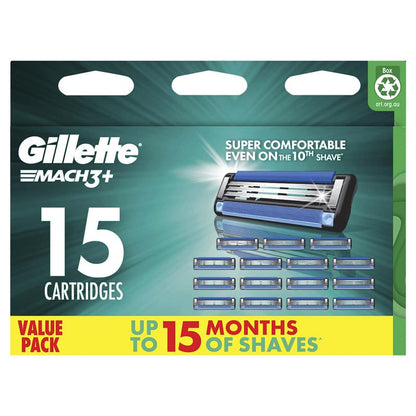 Gillette Mach 3+ Cartridges Value 15 Pack