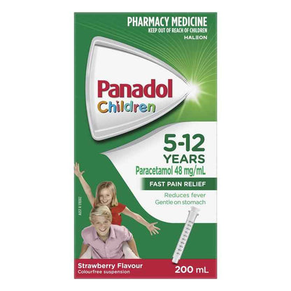 Panadol Children 5-12 Years Suspension Fever & Pain Relief Strawberry Flavour 200ml