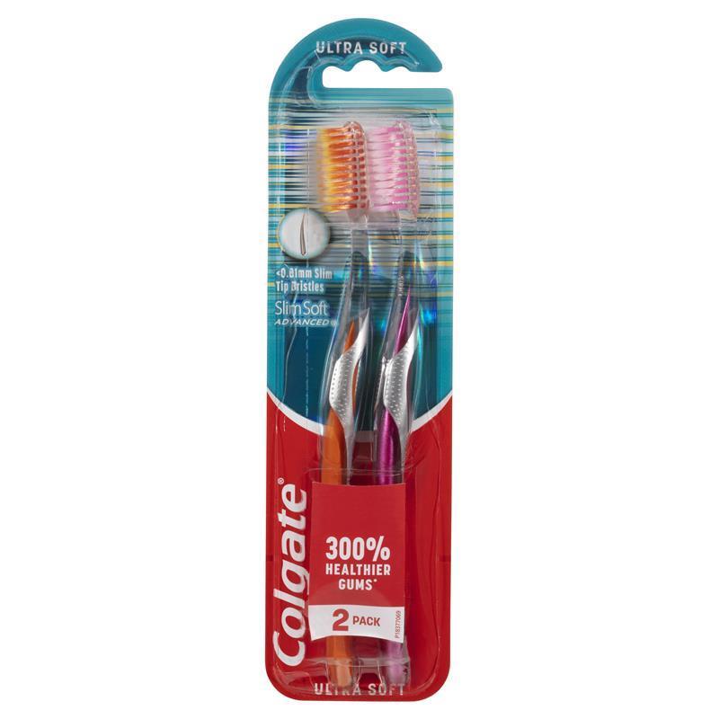 Colgate Slim Soft Advanced Ultra Soft Toothbrush Value 2-Pack - GimmeNow